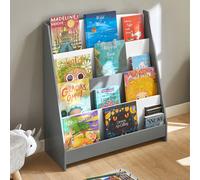 SoBuy Libreria Montessoriana per Bambini Scaffale Portagiochi Libreria da Terra Portariviste con 4 scomparti Porta Giochi Bambini Contenitori Grigio 80x30x88 cm KMB32-HG