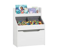 SoBuy KMB71-W Libreria per bambini con 2 boxe in tessuto e 1 cofanetto per giocattoli Scaffale per giocattoli multifunzionale con contenitore bianco