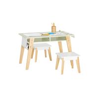 SoBuy KMB92-GR Tavolo per bambini con 2 sedie Gruppo seggiolino per bambini con portaoggetti Tavolo da gioco Tavolo da attività multifunzionale per bambini per K Luce Verde