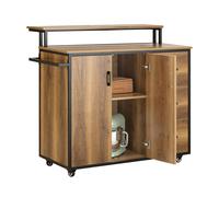 SoBuy KNL02-PF Carrelli da cucina di design con piastra di lavoro Isola da cucina con ante e cassetti Credenza su rulli Carrello da cucina Brown