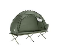 SoBuy Lettino da campeggio Brandina da campeggio Tenda da esterno con gancio per lampada e tasche porta scarpe Tenda 3 in 1 per 1 persona Pratica 193x86x160 cm OGS32-II-GR