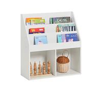 SoBuy Libreria Montessori per Bambini Scaffale Portagiochi 3 Ripiani+2 Contenitori Aperti Armadietto Cameretta Bianco Sicuro Libreria Giocattoli per Bambini in Legno Bianco 73x30x80 cm KMB01-W