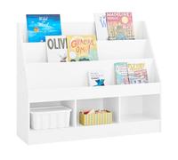 SoBuy Libreria Montessori per Bambini Scaffale Portagiochi Bambini Libreria da Terra con 3 Scomparti Portariviste Salvaspazio e Multifunzione Bianco 100x30x80cm KMB118-W