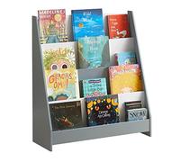 SoBuy Libreria Montessoriana per Bambini a 4 Ripiani 80x30x88 cm Cameretta | Libreria Bambini con Dispositivo Antiribaltamento, Libreria Montessori Cameretta con Angoli Arrotondati, Grigio KMB32-HG