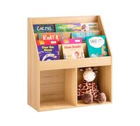 SoBuy Libreria Montessoriana per Bambini con 5 Scomparti 73x80x30 cm | Porta Libri Bambini con 3 Ripiani e 2 Vani Aperti per Giocattoli, Libreria Montessori per Cameretta Bambini, Naturale KMB01-N