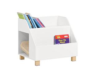 SoBuy Libreria montessoriana per bambini, Libreria con 3 Scomparti Aperti, Porta Giochi Bambini, Scaffale Portagiochi e Porta Libri, Armadio Cameretta, Bianco, 60x48x53cm KMB54-W