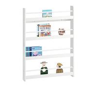 SoBuy Libreria Montessoriana per Bambini Libreria da Parete a 4 Ripiani Porta Libri Bambini Bianco L80*A118*P12cm KMB08-W