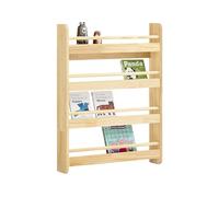 SoBuy Libreria Montessoriana per Bambini Libreria da Parete a 4 Ripiani Porta Libri Bambini Portagiochi Cameretta Naturale 60x12x80cm KMB08-K-N