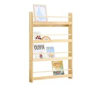 SoBuy Libreria Montessoriana per Bambini Libreria da Parete a 4 Ripiani Porta Libri Bambini Portagiochi Cameretta Naturale 80x12x118cm KMB08-N