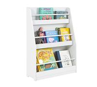 SoBuy Libreria Montessoriana per Bambini Porta Libri Bambini 3 Ripiani Libreria da Terra Scaffale Portagiochi Cameretta Mobile Porta Giocattoli Bianco 58x18x81cm KMB45-W