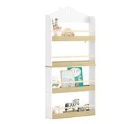 SoBuy Libreria Montessoriana per Bambini Porta Libri Bambini a 4 Ripiani Libreria Verticale Portagiochi Cameretta Bambina Bianco e Naturale 60x15x130.5 cm KMB121-WN