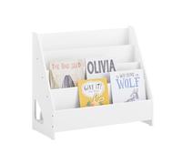 SoBuy Libreria Montessoriana per Bambini Scaffale Portagiochi con 4 Livelli e 1 Scomparto Aperto Libreria da Terra Portariviste Porta Giochi Bambini Contenitori Bianco 70x30x60 cm KMB32-K-W