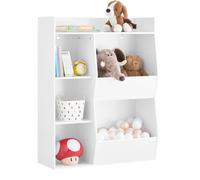 SoBuy Libreria Montessoriana per Bambini - Scaffale Portagiochi con 5 Scomparti Aperti - Libreria da Terra per Cameretta Bianco 80x34x104 cm KMB55-K-W