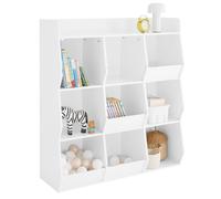 SoBuy Libreria Montessoriana per Bambini Scaffale Portagiochi con 9 Scomparti Aperti Libreria da Terra per Cameretta 95x34x105 cm Bianco KMB120-W
