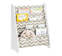 SoBuy Libreria Montessoriana per Bambini Scaffale Portagiochi e Porta Libri a 4 Livelli in Tessuto, Organizer per Cameretta Grigio 63x28x76 cm KMB50-HG