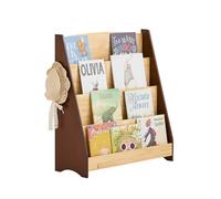 SoBuy Libreria Montessoriana per Bambini Scaffale Portagiochi Libreria da Terra Portariviste con 4 scomparti e 2 ganci Porta Giochi Bambini Contenitori Naturale 91x30x89 cm KMB32-N