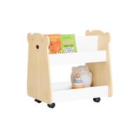 SoBuy Libreria per bambini Scaffale con 2 Ripiani e 4 Ruote Scaffale Portaoggetti Bianco-Naturale 50x40x53cm KMB103-WN