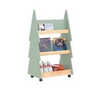 SoBuy Libreria per bambini Scaffale con 3 Ripiani e 4 Ruote Scaffale Portaoggetti Verde-Naturale 60x42x108 cm KMB99-H-GR