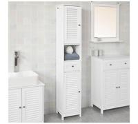 SoBuy - Mobile Alto Da Bagno, Con 1 Cassetto E 2 Ante In Stile Tapparelle, bianco, A170cm, Frg236-w