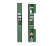 SoBuy Mobile Bagno Alto Stretto Salvaspazio Colonna 20×20×180 cm WC | Mobiletto a Colonna da Terra con Ripiani Regolabili e Cassetto, Armadietto per Lavanderia, Verde Scuro, BZR34-II-SY