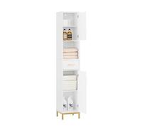 SoBuy Mobile Bagno Colonna Salvaspazio Armadio Alto Stretto con Cassetto e Maniglie in Metallo Mobiletto Bagno Salvaspazio Ideale per Bagni Piccoli o Lavanderia Bianco 30x170x30cm BZR181-W