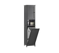 SoBuy Mobile Bagno Colonna Salvaspazio con Portabiancheria Armadietto Alto e Stretto per Ambienti Compatti, Mobiletto con Ripiani, Mobile Multiuso Grigio 40x170x38 cm BZR124-DG
