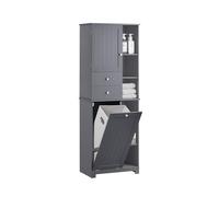 SoBuy Mobile bagno con cesto portabiancheria, 6 ripiani, 60x37x171 cm