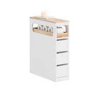 SoBuy Mobile Bagno, Mobile Salvaspazio con 3 Cassetti, Ripiano in Legno e Rotell