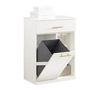 SoBuy Mobile Bagno Mobiletto Salvaspazio con Cassetto e 2 Ripiani per Raccordo, Armadietto Bagno Compatti in Bianco, 66x37x95 cm BZR66-W