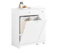 SoBuy Mobile Bagno Salvaspazio Alto e Stretto Mobile Colonna con 1 Cassetto, 2 Cesti Portabiancheria e Ripiano Estraibile Armadietto da Bagno Multiuso 78x38x90cm BZR214-W