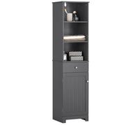SoBuy Mobile Bagno Salvaspazio Colonna Bagno con Armadio e 3 Ripiani Aperti, Armadio Compatto con 1 Cassetto per WC, Camera da Letto, Lavanderia 40x161x35 cm BZR17-DG