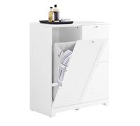 SoBuy Mobile Bagno Salvaspazio Colonna Bagno Stretta 78x38x90cm con 1 Cesto Grande Integrato e 2 Cesti in Tessuto Estraibili - Armadietto Mobile Lavanderia BZR213-W