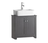 SoBuy Mobile Bagno Sottolavabo - Mobiletto Bagno Salvaspazio con Ante e Ripiano Regolabile - Mobile Sotto Lavabo da Bagno in MDF, Grigio Scuro, 60x60x29cm, BZR18-DG