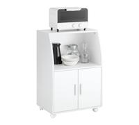 SoBuy Mobile Cucina Salvaspazio con Ante e Ripiano Regolabile - Carrello con Ruote Compatto per Microonde, Stampa o Caffè - Credenza Cucina Moderna Bianca 92x59x40 cm FRG241-W