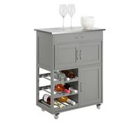 SoBuy Mobile Cucina Salvaspazio con Ruote Carrello Cucina con Cassetti e Portabottiglie, Mobiletto Credenza credenza cucina per Cucina o Sala da Pranzo, Grigio Chiaro 67x38x86cm FKW45-HG