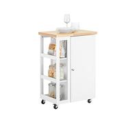 SoBuy mobile cucina salvaspazio con ruote - Carrello da cucina compatto con credenza bassa e piano di lavoro - Madia cucina con anta singola e ripiano laterale, 60x92x45cm, bianco FKW75-WN
