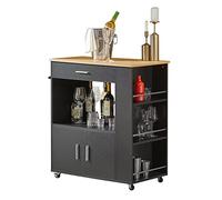 SoBuy Mobile Cucina Salvaspazio Credenza Cucina Carrello Cucina con Ruote Mobiletto Cucina Dispensa Madia Cucina Mobile Cucina con Ripiani nero 82x46x88 cm FKW113-SCH