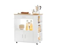SoBuy Mobile Cucina Salvaspazio Credenza Cucina Carrello Cucina con Ruote Mobiletto Cucina Dispensa Madia Cucina Mobile Cucina con Ripiani Bianco 82x46x88 cm FKW113-WN