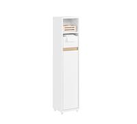 SoBuy Mobile da Bagno per Spazi Stretti - Mobiletto Salvaspazio con Ripiano Regolabile e Cassetto, per Soggiorno e Entrada - Compatto Armadietto Bagno in Legno, Bianco, 20 x 20 x 96 cm, BZR151-W
