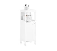 SoBuy Mobile da Bagno Sottolavabo, 30x30x89 cm, Mobile Salvaspazio con Mensola Regolabile, Bianco, MDF, BZR186-W