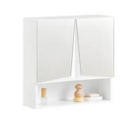 SoBuy Mobile lavanderia con 2 ante in specchio Pensile bagno salvaspazio Armadietto bagno da parete bianco L48*P17*A48cm Bianco BZR94-W