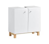 SoBuy Mobile sottolavabo a terra Mobile bagno con Armadietto a 2 ante Mobiletto Bagno Salvaspazio in Legno bianco 60x30x60cm BZR92-W