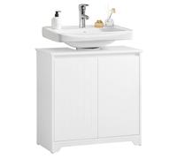 SoBuy Mobile Sottolavabo Bagno a Terra Con 2 Ante 60x30x60cm | Mobile Base per Lavabo Mobiletto Bagno Salvaspazio Bianco, BZR108-II-W