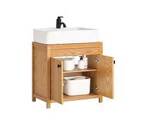 SoBuy Mobile sottolavabo con 2 ante Mobile bagno Mobiletto per lavandino (senza lavandino) Colore di naturale 60x35x60cm BZR98-N