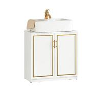 SoBuy Mobile sottolavabo Mobile bagno Mobiletto per lavandino bagno Bianco+Oro bordo 60x30x61cm BZR86-W