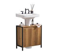 SoBuy Mobile Sottolavabo per Bagno con 2 Ante e Ripiano 60x60x30 cm | Mobiletto Bagno Salvaspazio Mobile Sotto Lavandino da Terra con Piedini Regolabili, BZR63-II-PF