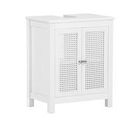 SoBuy Mobile Sottolavabo per Bagno Mobiletto Bagno Salvaspazio con 2 Ante e Ripiano Armadietto Lavabo con Pannelli a Griglia per Bagni Piccoli 50x60x33 cm BZR35-W