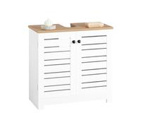 SoBuy Mobile Sottolavabo per Bagno Mobiletto Salvaspazio con Ripiani Regolabili Ideale per Lavandino, Arredo Bagno Componibile 60x59x30 cm BZR40-W
