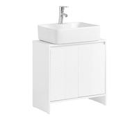SoBuy Mobile Sottolavabo per Bagno Salvaspazio con Ripiani Regolabili | 60x61x30cm Mueble da Bagno in MDF Bianco, BZR157-W