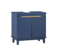 SoBuy Mobile Sottolavabo Stretto con Ante in Legno 60x59x30cm | Mobiletto da Bagno per Piccoli Spazi, Mobile Sottolavabo Blu, BZR113-B